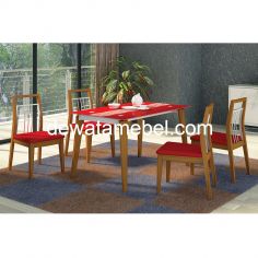 Dining Set 4 Chairs - Siantano DT DC Napoli / Red - Teak